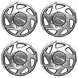 16 Inch Silver W/Chrome Edge Clip-On Hubcap Covers (Set of 4) for Ford F-250-F350 1995-2004