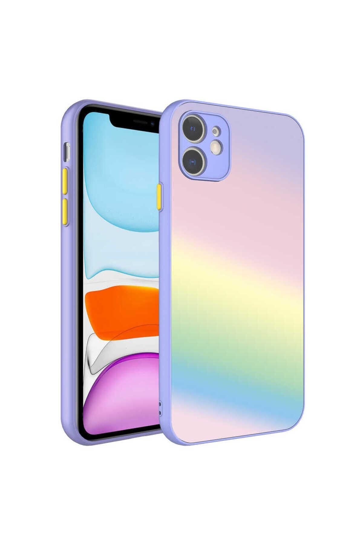 Zore Apple ile uyumlu iPhone 11 Kılıf Kamera Korumalı Renkli Temperli Zore X-Cam Kapak NO7