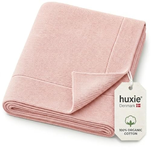 Image of 100% Organic Cotton Knit Receiving Baby Blanket for Newborns - Soft, Breathable Blanket for Crib & Stroller - Nursery Gift (Blush Ultra-Soft)