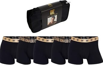 CR7 Mens 5-Pack Trunks with Travel Bag Black/Gold