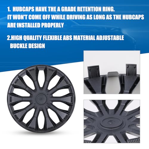 Winjet 15\" Universal Wheel Rim Cover Premium Lacquer Hubcap Set, Replacement Snap On 15 Inch Hubcaps for Toyota Nissan Honda Hyundai Chevy Ford Subaru Mitsubishi Volkswagen and Other Models (Lacquer)