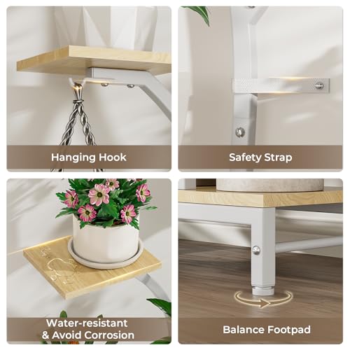 Image of Plant Stand Indoor with Grow Lights - 7 Tiered Metal Corner Shelf for Multiple Plants, 63.4 inch Corner Plant Stand for Indoor Plants, Tree-Shaped Plant Rack for Home, Living Room, Office & Patio Decor