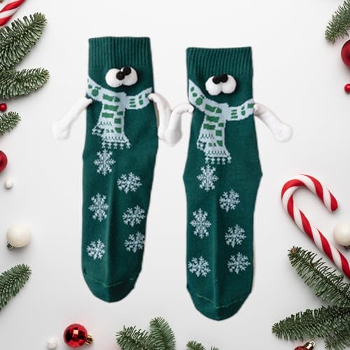 Paar sokken | 1 paar kerstpaarsokken - Magnetische nieuwigheidssokken, warme wintersokken, kerstcadeaus voor dames en heren - Afbeelding 3