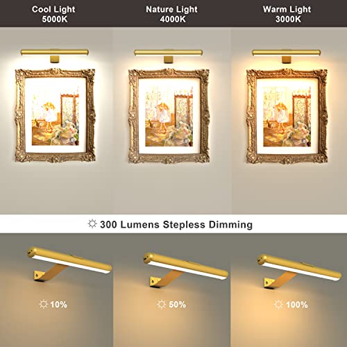 Yaqiihome Wireless Picture Light Painting Light Gold,Battery Operated Picture Light With Remote Control Full Metal Magnetic Mount, Led Art Display Light Indoor Wall Lighting Dimmable And Timer Off #TOP2
