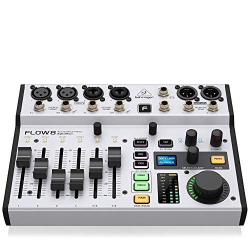 Image of Behringer FLOW 8 8-Input Digital Mixer with Bluetooth Audio and App Control, 60 mm Channel Faders, 2 FX Processors and USB /Audio Interface 6.5 x 9.7 x 1.1 inches (Pack of 5)