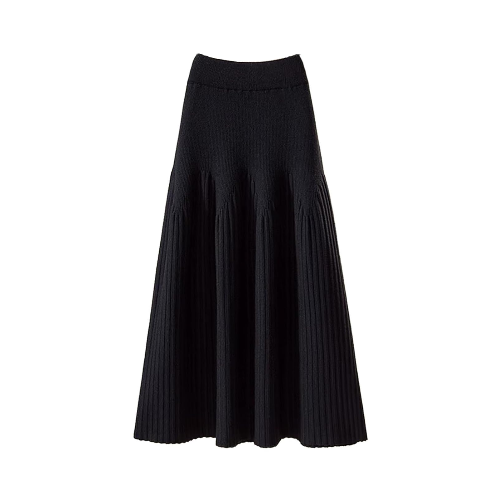 Gonna midi da donna in maglia plissettata, linea ad A, casual,stile vintage