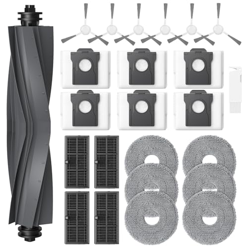 24 Stück Zubehör für Dreame L10s Ultra Gen 2 / L10s Pro Ultra Heat / L40 Ultra AE/ X30 Ultra/Mova E30 Ultra Saugroboter 1 Hauptbürste 6 Staubbeutel 6 Wischtücher 4 HEPA-Filter 6 Seitenbürsten