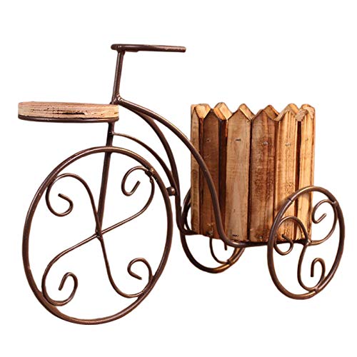 LOVIVER Vaso Da Fiori Da in per Biciclette Vaso Da Fiori Porta Piante Artigianato Decorazione Balcone Ornamento, per Entrambi, Colore del legno