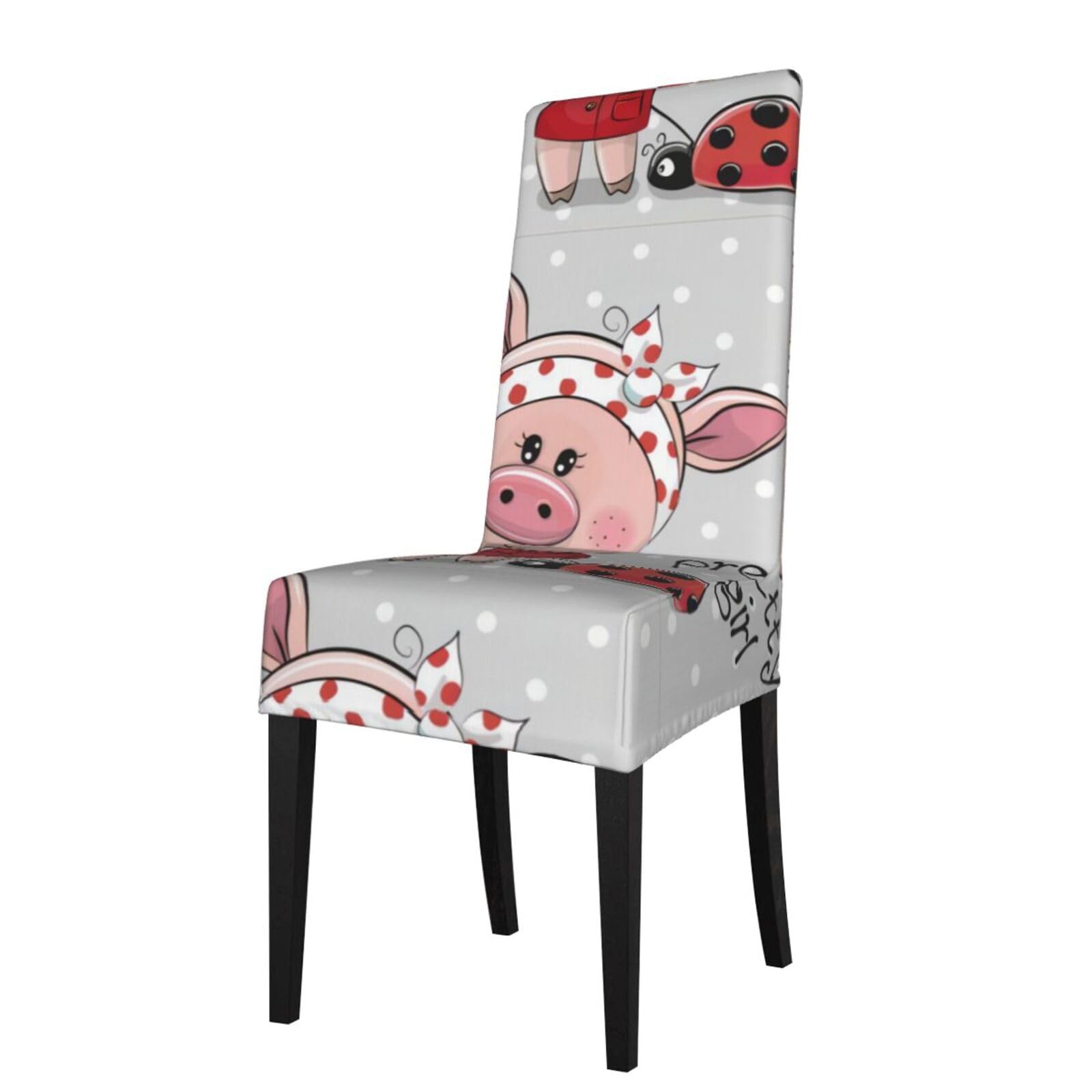 YYHHAOFA Pink pig Prints Dining Chair Throw Covers Stretchable & Wrinkle-Free for Refreshing Your Furniture