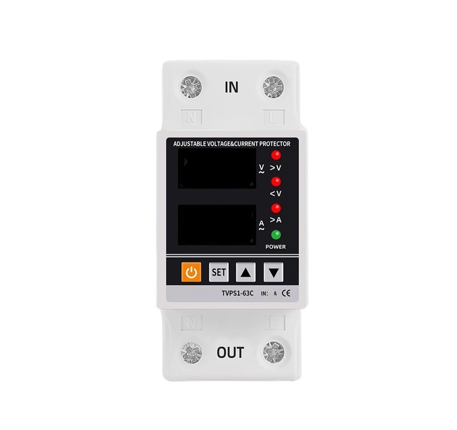 Relais de protection Rail DIN 63A 230V numérique réglable pour surtension