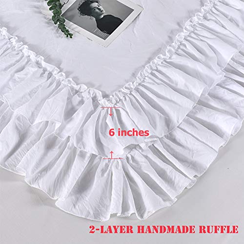 Masaca White Twin Comforter With Ruffles,Shabby Boho Chic Ruffle Comforter Set Farmhouse Twin Bedding Sets,3Pcs Vintage Aesthetic Kids Bedding Sets For Girls thumb #3