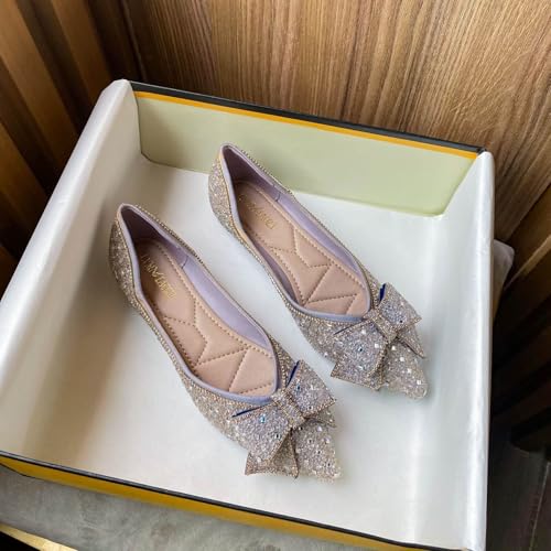 Women's Rhinestone Flat Comfortable Pointed Pearl Diamond Ballet Flats for Wedding Parties Work Dates Fashion Flat Shoes2