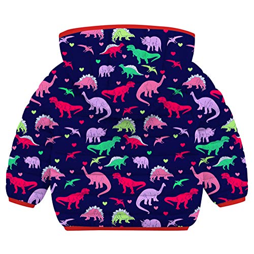 Baby Kids Winter Coats Hoods Ultralight Toddler Girl Dinosaur Puffer Coats Cute Zipper Cable Outwear Snowsuit for Snow Rain Or Cold Weather 6-12 Month - Thumbnail 3