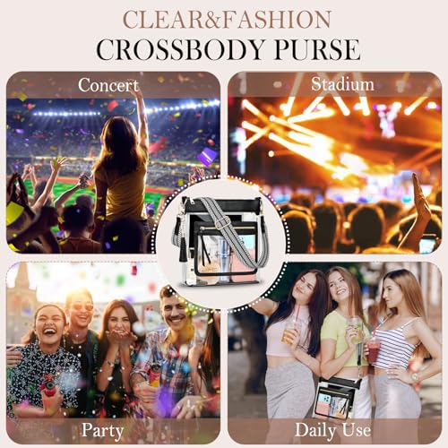 BKNOOU Clear Purses for Women - Crossbody Bags for Stadium Events & Concerts - Approved Clear Shoulder Bag2