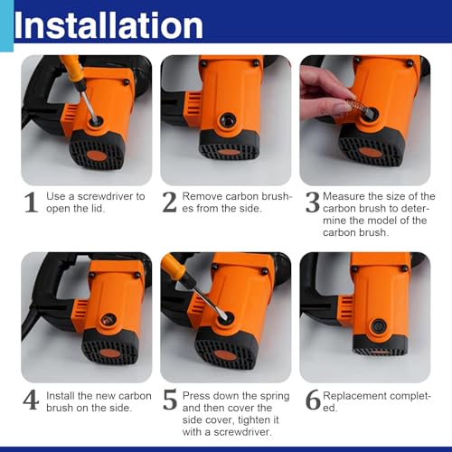 40Pcs Electric Motor Carbon Brushes Set, 10 Different Models for Replacement Repair Power Tool Part, Circular Table Saw, Angle Grinders, Electric Hammer Drills