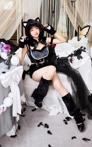 [Malymoon] コスプレ キャット PyunA. 猫耳 デニム ファー セットアップ 猫 アニマル 衣装 仮装 マリームーン 8点セット 9781 詳細画像5