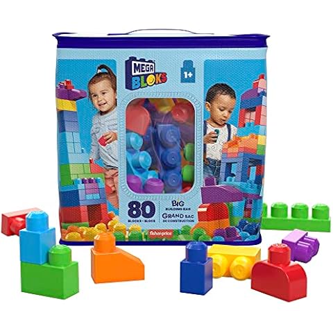 MEGA BLOKS 80 piece Big Building Bag playset, big and colorful blocks, and 1 storage bag, toy gift set for ages 1 and up​ Cover