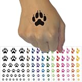 Wolf Coyote Paw Print Temporary Tattoo Water Resistant Fake Body Art Set Collection - Yellow (One Sheet)