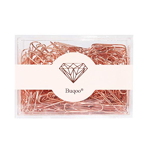 200 PCS Paper Clips 28mm Medium Size Rose Gold Paper Clips with Plastic Case for Office School and Personal Use(28mm)