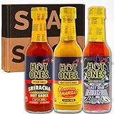 Hot Ones Hot Sauce Challenge Set - Season 28 Trio - Hot Sauces Gift Set - Variety Pack - Made with Natural Ingredients - Unique Small Batch Sampler - 5 fl oz Bottles (3-Pack)