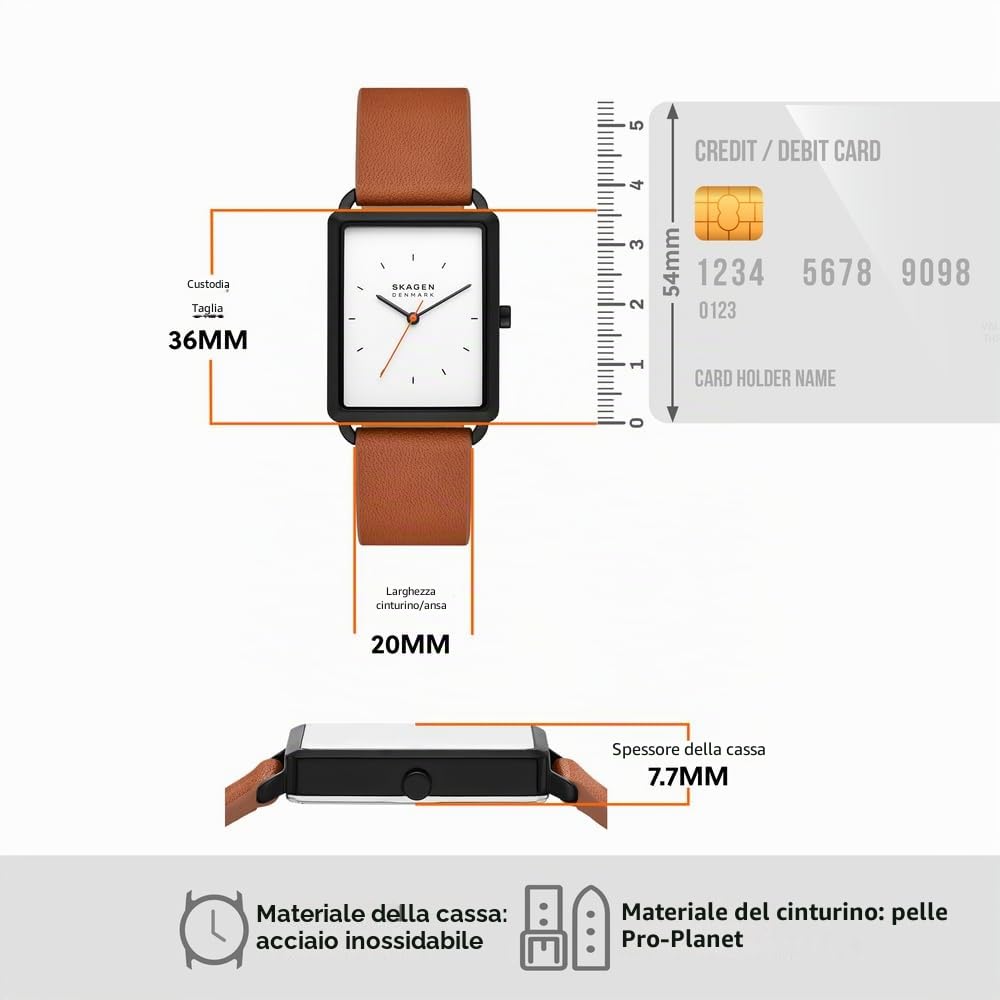 Skagen Orologio Hagen da uomo, movimento al quarzo a tre lancette con cinturino in acciaio inossidabile o in pelle