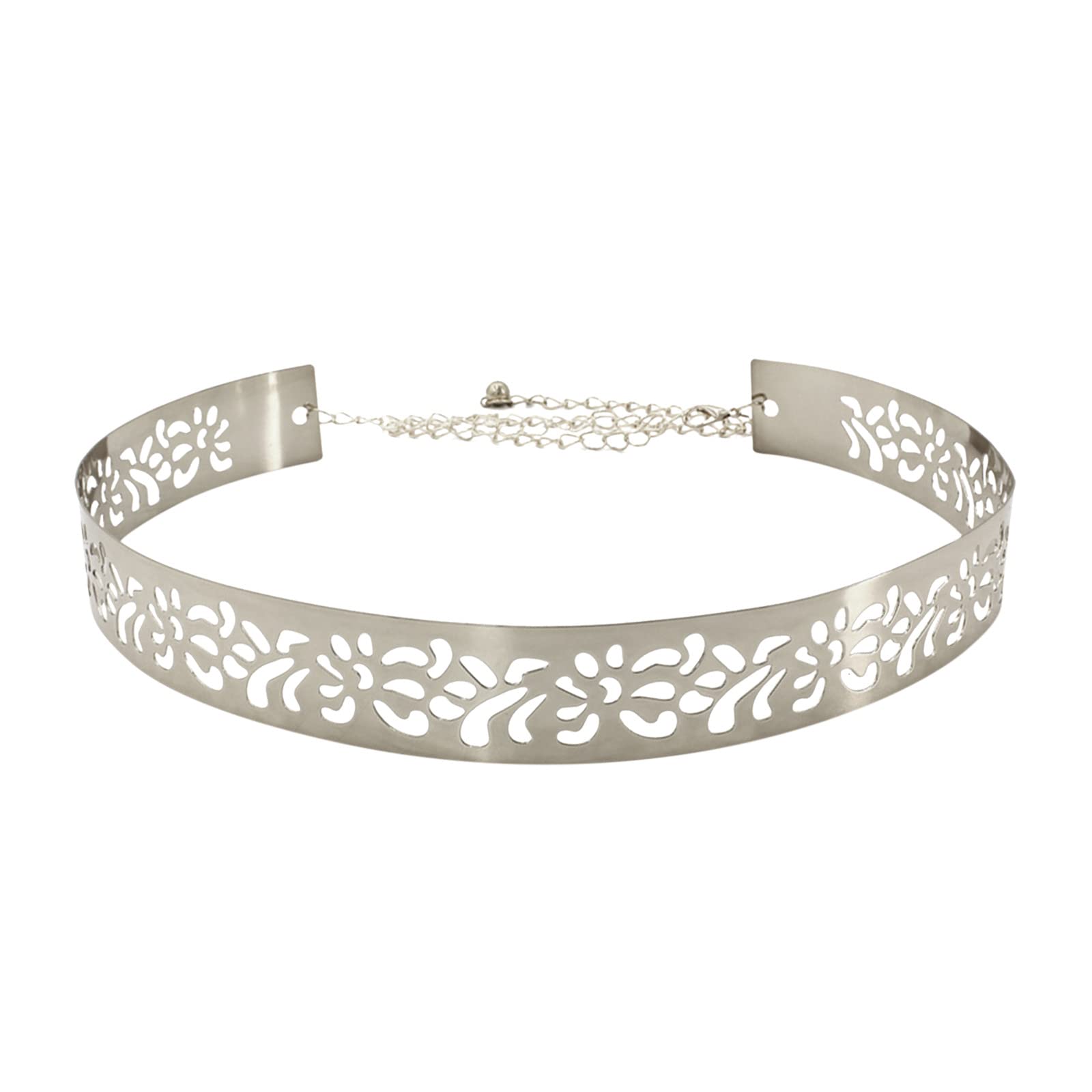 liaddkv Elegante dimensione regolabile cintura a specchio vita in metallo più piccolo per le donne fino alla cintura lucida cappello e sciarpa, argento, Taglia unica