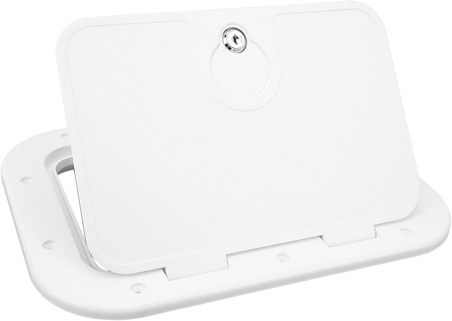 Boat Deck Access with Lid, ABS Aging Impact Proof Compartment Door, 90° Opening Angle, Security Lock, for RV Trailer Yacht, Wide Application, Durably and (White)