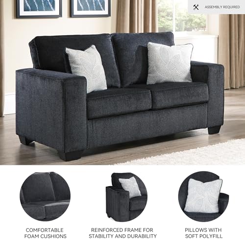 Image of Signature Design by Ashley Altari Small Loveseat, 62-in Couch, Slate Gray