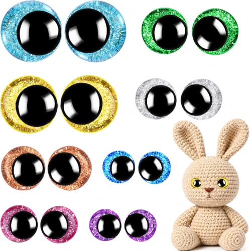 KIGEAPUEL 160PCS Large Safety Eyes for Amigurumi Safety Eyes for Crocheting for DIY Dolls Puppets Bear Crafts Animals Amigurumi Making Supplies(12-30MM)