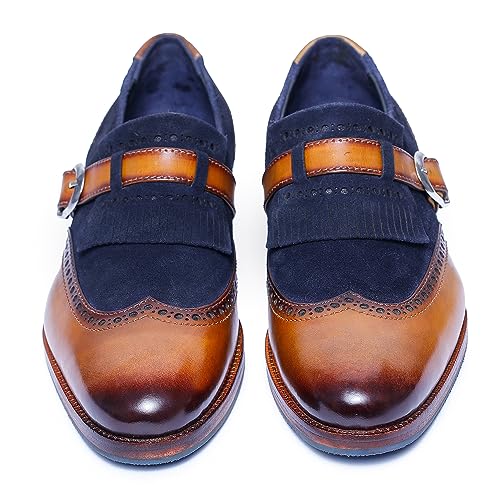 Image of Lethato Men's Wingtip Brogue Kiltie Monk Strap Loafer Dress Shoes