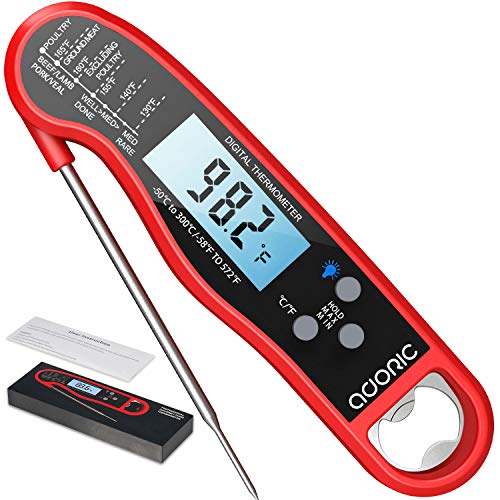 Digital Meat Thermometer, Adoric Ultra-Fast Reading Waterproof Thermometer with Backlight Calibration Digital Food