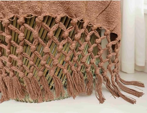 Image of HAKAM Throw Blanket with Cotton Tassels for 3 Seater Sofa | Ideal for Your Home, Living Room, Sofa, Bed, Chair, Picnic & Used for Gift - 50X70 inch (Rust, Small Single)