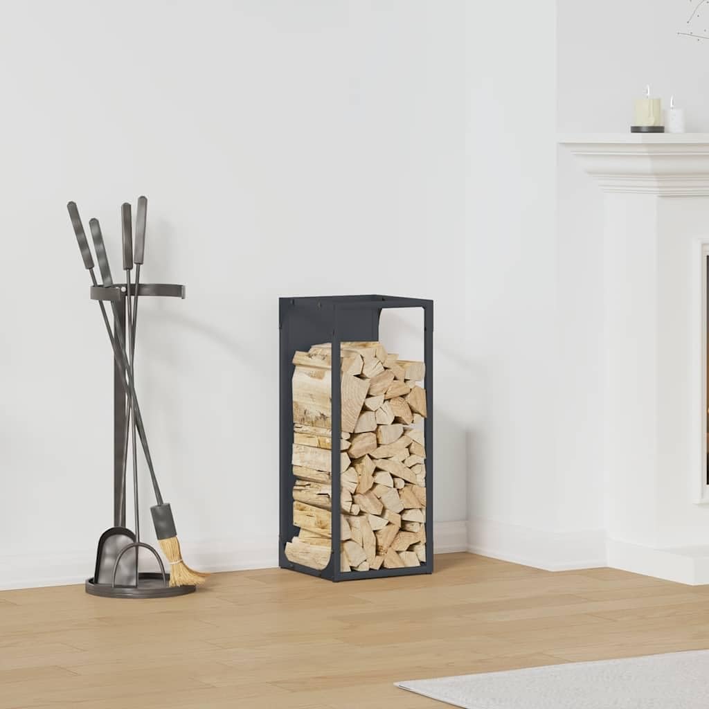 Brennholzregal Anthrazit aus kaltgewalztem Stahl 25x25x60 cm, robustes Kaminholzregal mit großer Traglast, Holzstapelhalter für Wohnzimmer, Garten, Terrasse