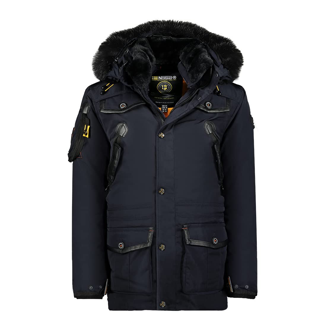 Geographical Norway Men's Navy Blue Fvsb Warm Winter Jacket Acore Luxe Ski Outdoor Parka, S