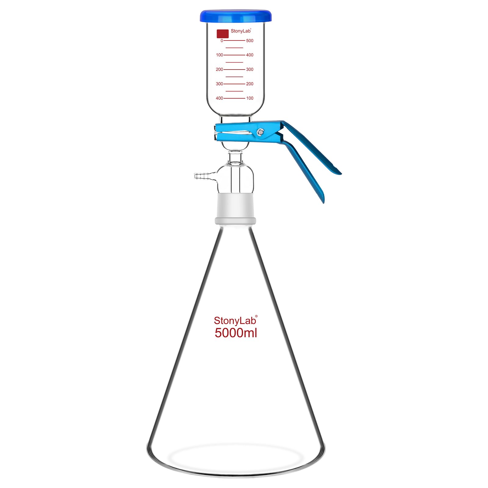 Aparato de Filtración de Vidrio, Kit de Filtro al Vacío de Borosilicato 5000 ml con Embudo Graduado 500 ml