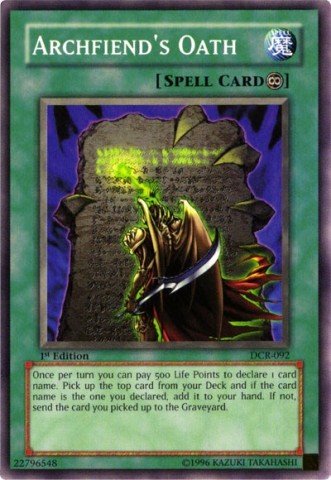 yugioh declare a card name Amazon.com: Yu-Gi-Oh! - Archfiend's Oath (DCR-092) - Dark Crisis -  Unlimited Edition