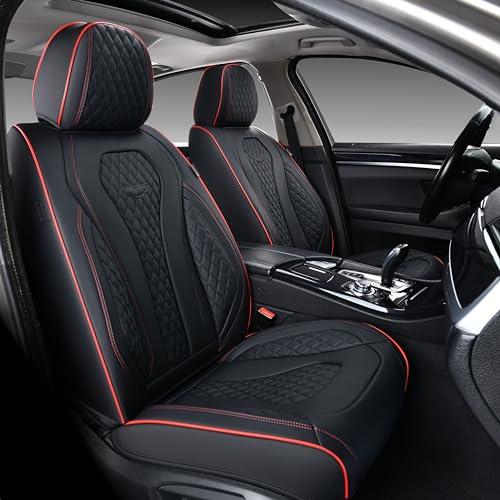 Image of Coverado Seat Covers, Car Seat Covers Front Seats, Black Car Seat Cover, Waterproof Automotive Seat Covers, Seat Cushion, Front Car Seat Covers Leatherette Car Seat Protector Universal Fit Most Cars