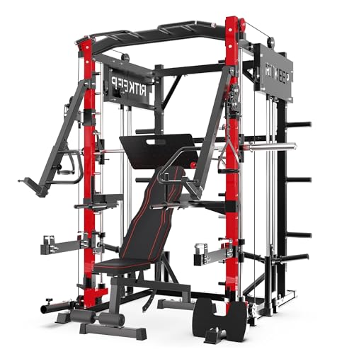 RitKeep PMAX 4750 All-in-One Home Gym Smith-Machine, 15-in-1 Strength Training System, Multi-Funtional Power Rack, Functional Trainer with Jammer Arms and Leg Press Board