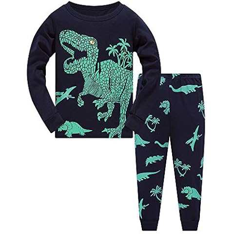 TEDD Boys Pyjamas Dinosaur Nightwear Cotton Toddler Clothes Kids Sleepwear Winter Long Sleeve Christmas Pjs Sets 2 Piece Outfit Xmas Gift 3-4 Years Cover