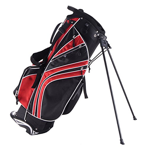 Tangkula Golf Stand Bag w/6 Way Divider Carry Organizer Pockets Storage (Red)