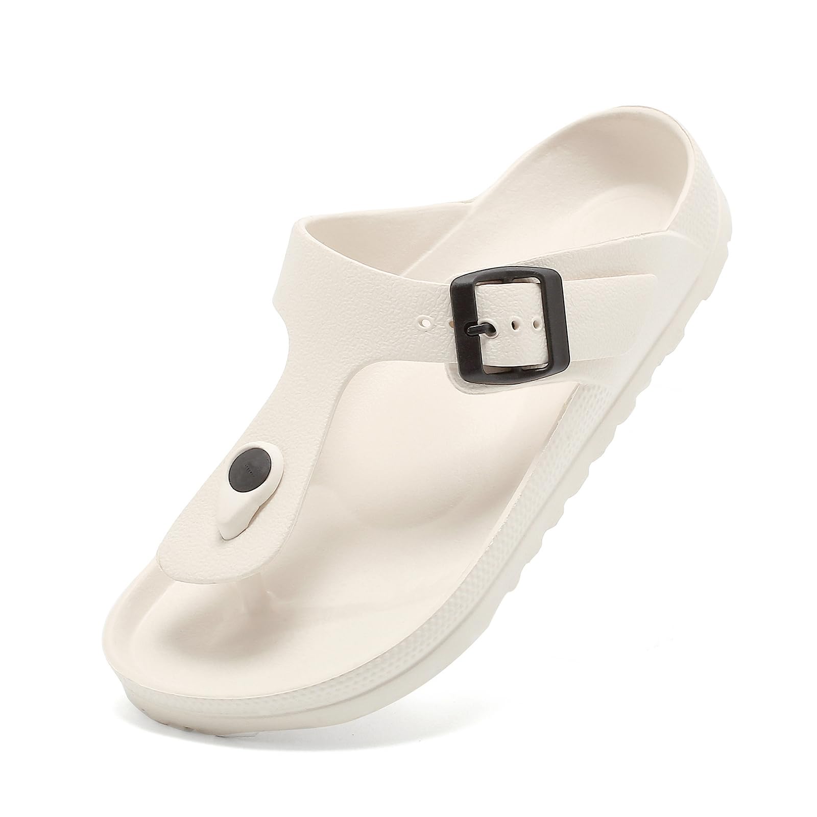 Lässig Flach Zehentrenner Damen, Sommer Schlappen Herren, Unisex Flip flop Sandalen mit Einstellbarer Schnalle, Eva Pantoletten Rutschfest Hausschuhe, Bequem Badelatschen