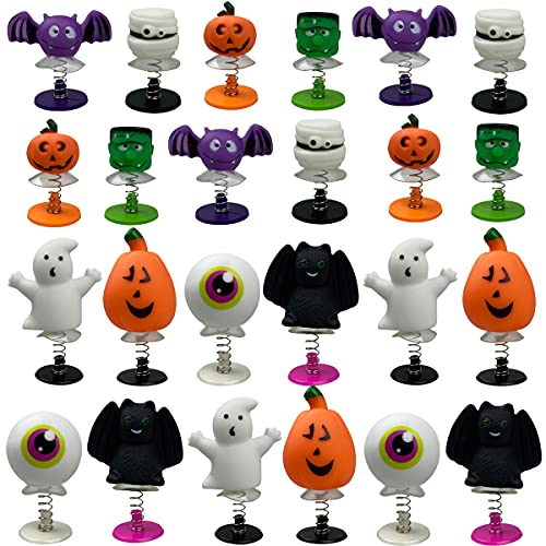 QINGQIU 24 PCS Halloween Jumping Popper Toys Spring Launchers for Kids Boys Girls Halloween Party Favors Halloween Treat Bags Gifts Halloween Games