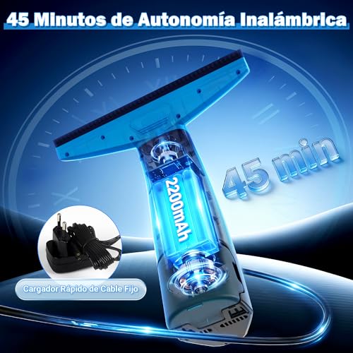 Miniatura 3 de Eave Limpiacristales Electrico, Set Limpiacristales Con 45min De Autonomía, Limpia Cristales Electrico Ventanas Con Boquilla De 28cm Y Depósito De 200ml, Apto Para Ventanas Y Espejos Amarillo