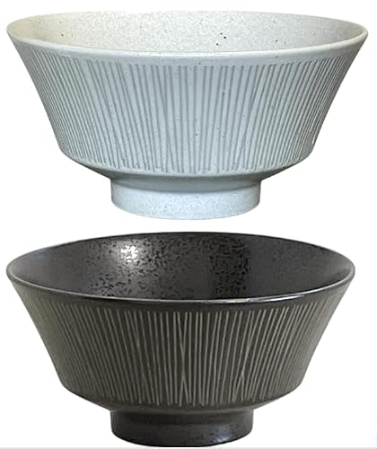 Japanese Luxury Ceramic Ramen Bowl Set, Black, 2 Pack