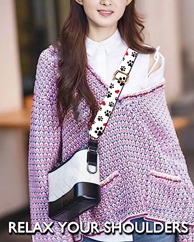 Image of Wide Purse Strap Replacement Crossbody Handbag Shoulder Strap Adjustable Bag Straps Replacement (Cute Dogs Footprints)