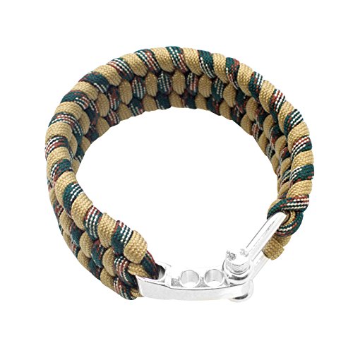 Southland Archery Supply SAS Survival Paracord Bracelet 550lbs (Sand Camo with Steel Shackle Buckle)