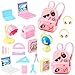 Zhanmai 21 Pieces Doll School Stuff Mini School Supplies Doll School Accessories School Playset for Dolls Mini Pink Doll Backpack Desk Lamp Laptop and Headset for 11.5 Inch Doll
