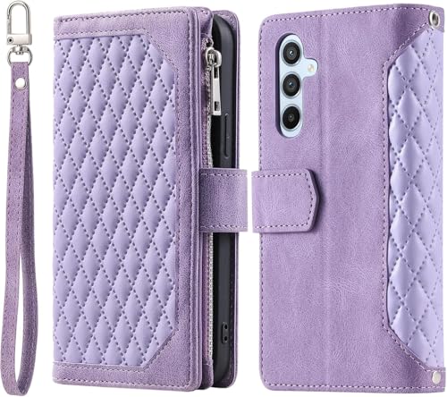 Étui portefeuille Samsung A27 5G Knoowcase en cuir anti-choc avec fermeture éclair et cartes
