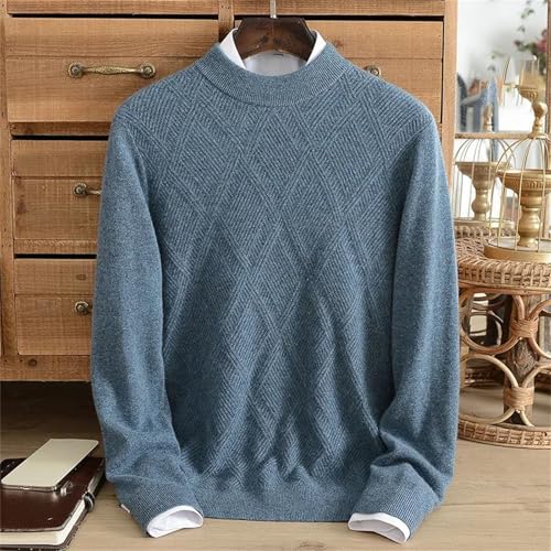 Winter Cashmere Sweater Men's 100% Cashmere Half Turtleneck Knitted Diamond-Shaped Casual Thin Bottoming Warm Sweater2