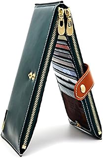 ANDOILT Women's Genuine Leather Wallet RFID Blocking Credit Card Holder Zipper Purse Cell Phone Handbag green(Size: one size)